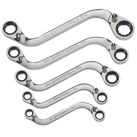 GEARWRENCH 5 Piece S Shape Reversible Double Box Ratcheting Wrench Set - Metric EHT85299